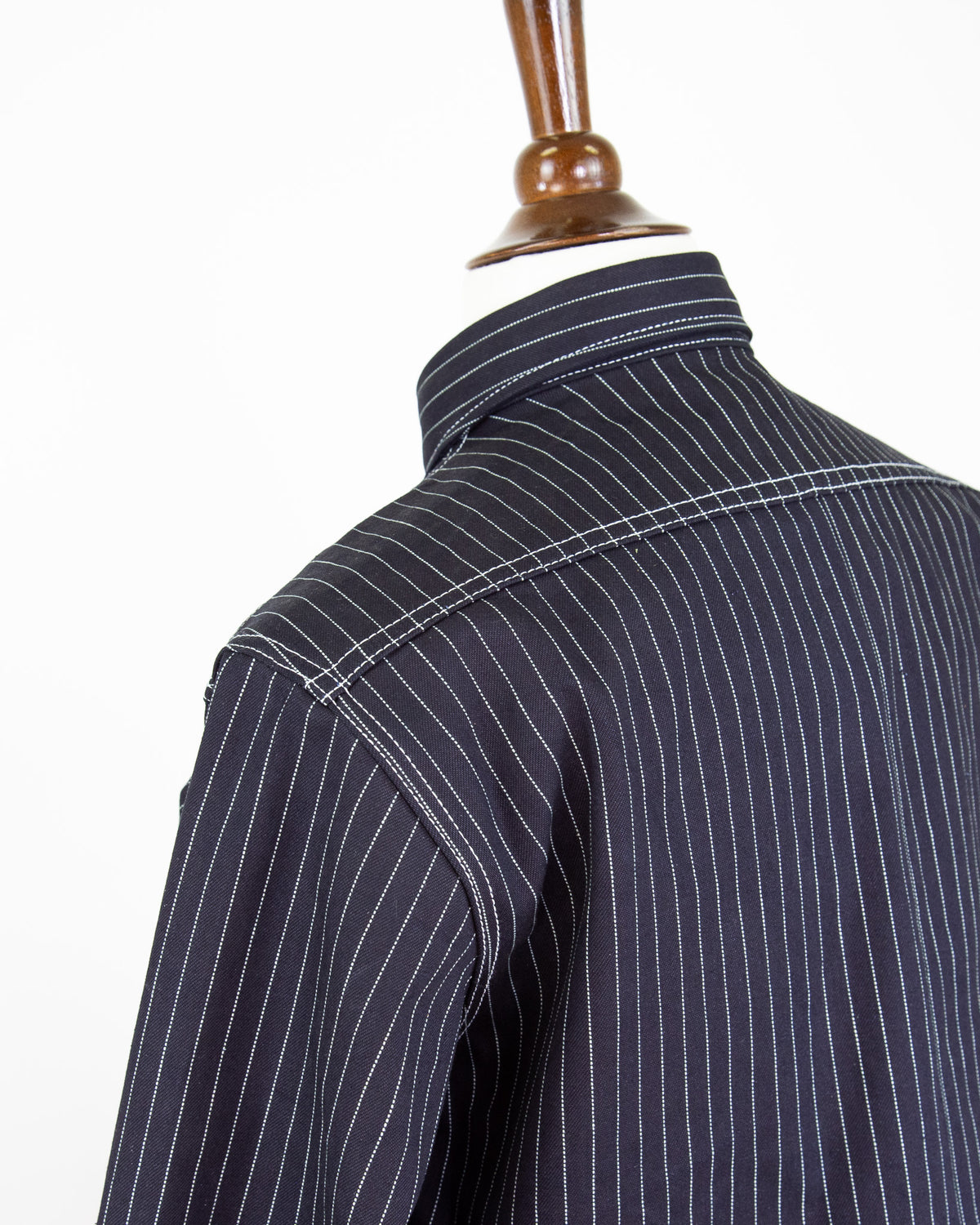 Back Shoulder of Eliminator Shadow Wabash 13.75 Oz Dark Indigo Selvedge Shirt