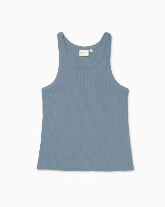 Blue tank top on a white background