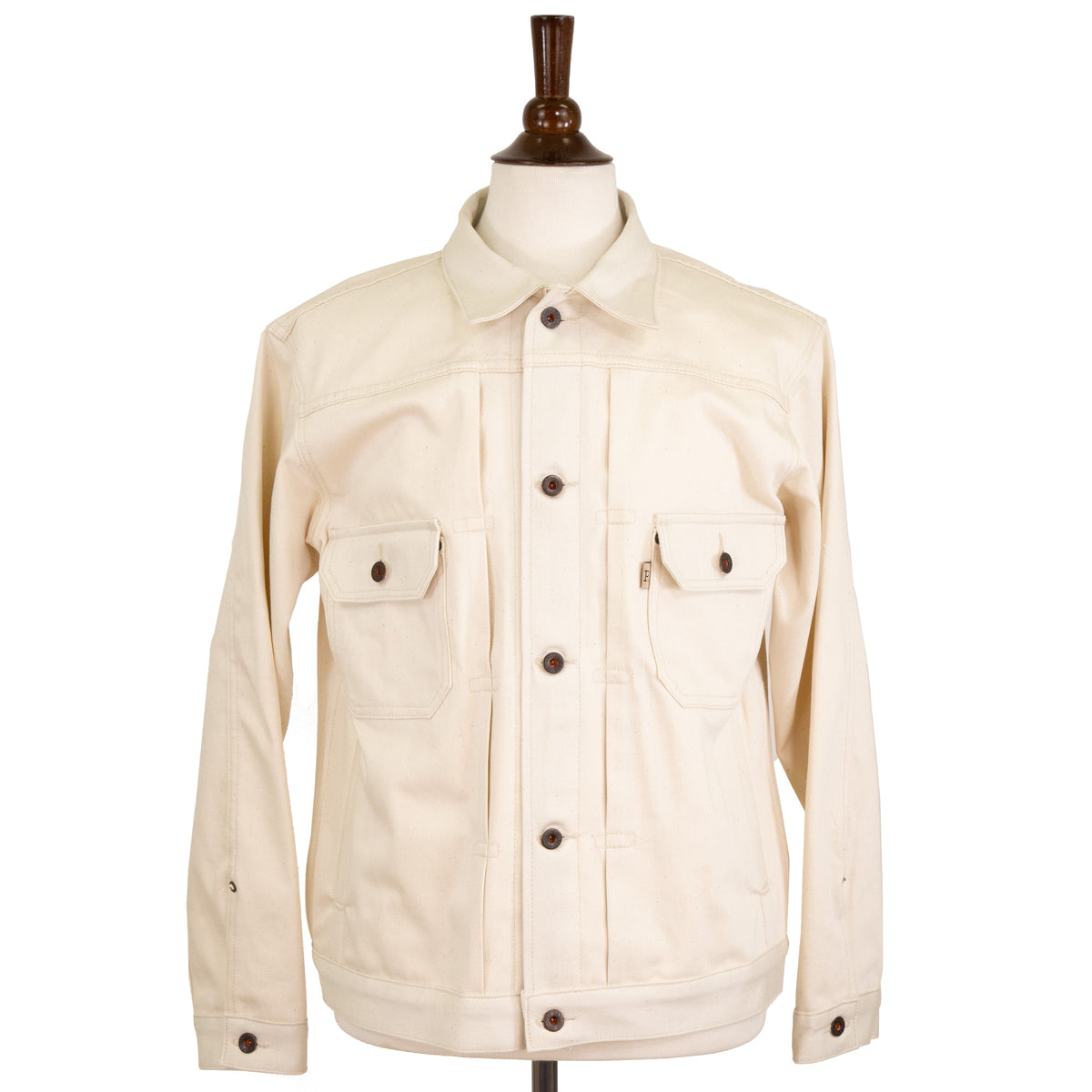 Front of Type 2 X105 12 Oz Ecru Natural Selvedge Jacket