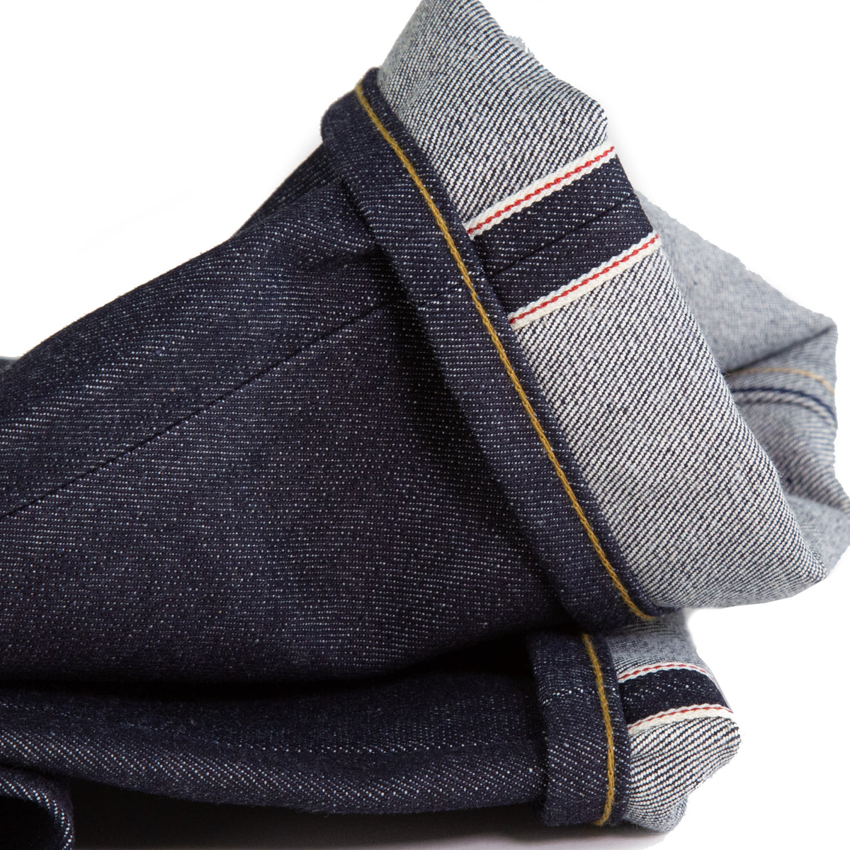 Cuff Detail of Spikes X110 Taper Leg 13.5 Oz Classic Indigo Selvedge