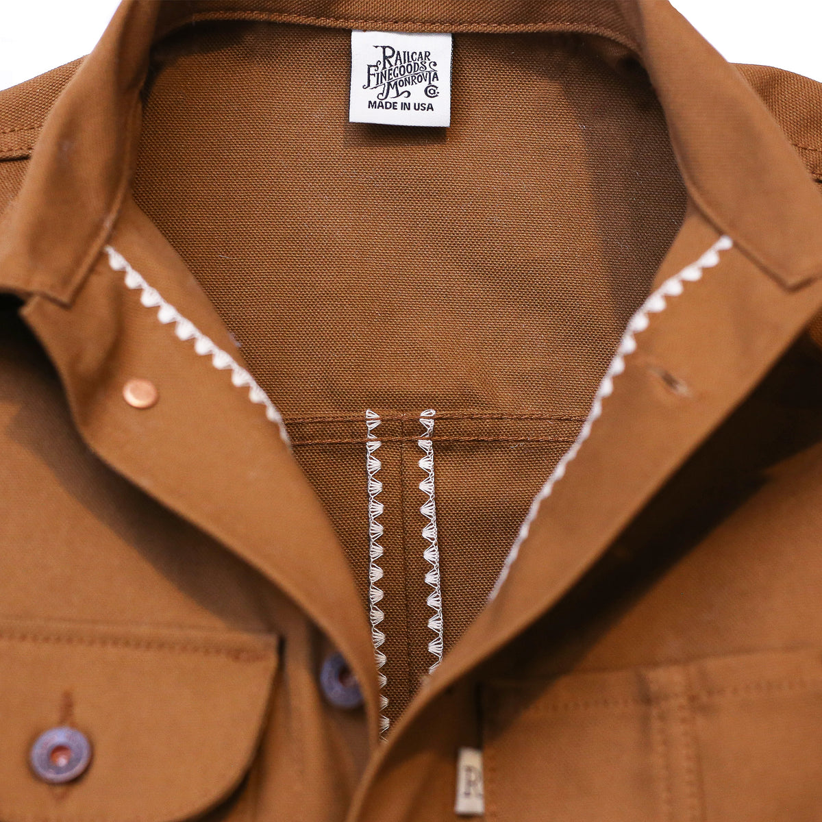 Interior of Chore Coat 12oz Duck showing shelling detail