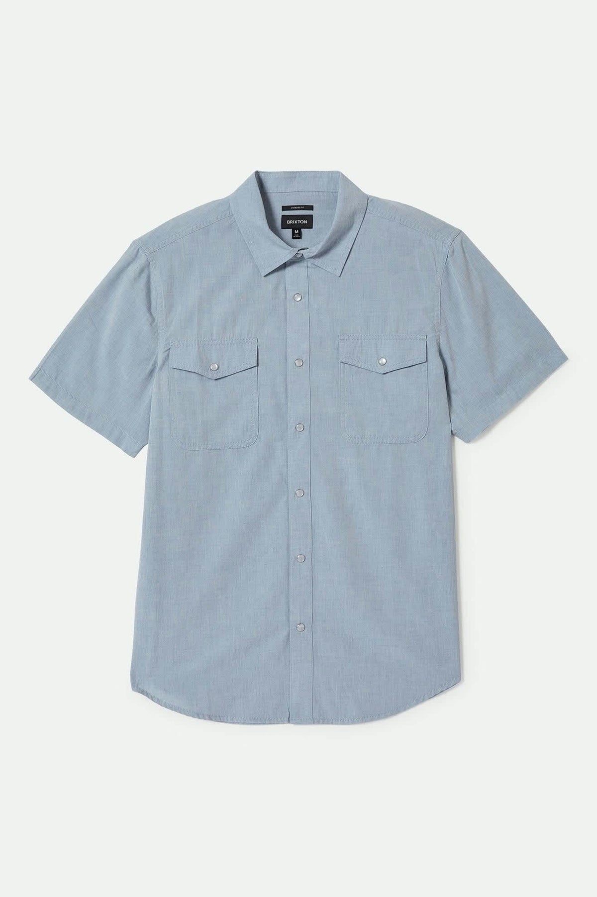 Front of Brixton Men's Wayne Western Short Sleeve Shirt - Medium Blue 