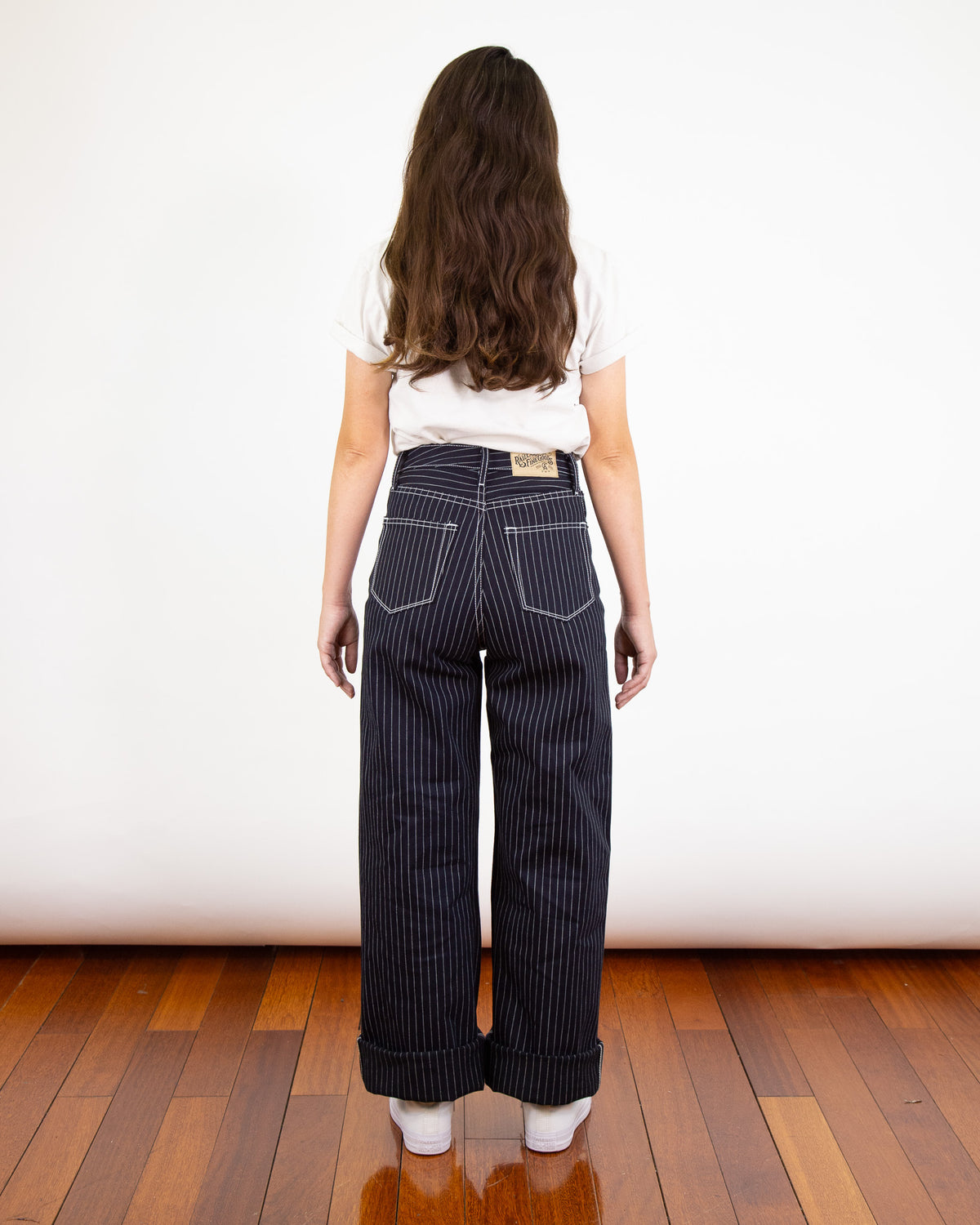 Back View of Model wearing Shadow Wabash Emily fit 