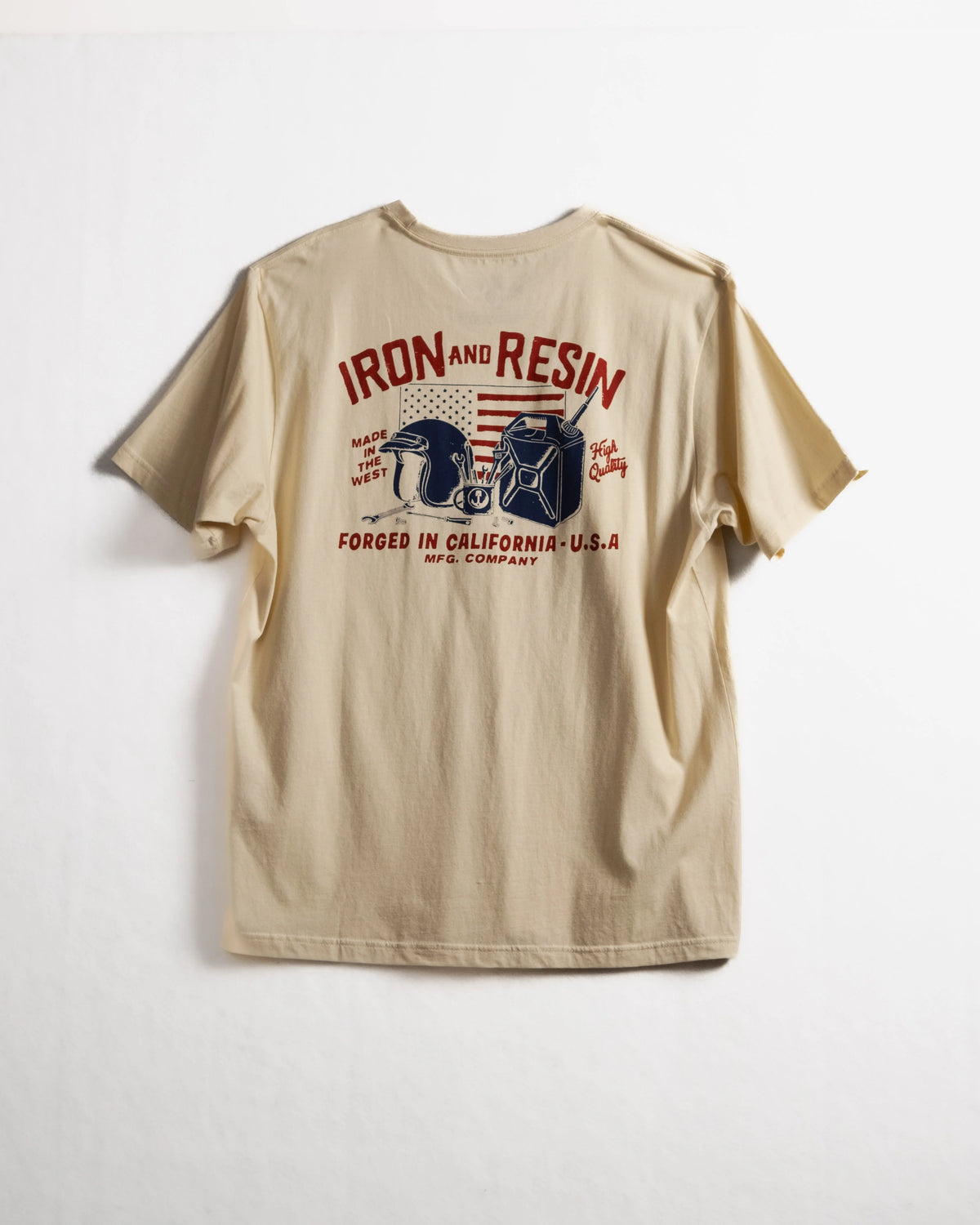 Back of Iron & Resin Men's Shop Bench Tee - Natural 